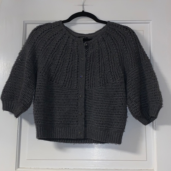 XS Ann Taylor Merino wool blend knit crop sweater cardigan - Picture 1 of 4